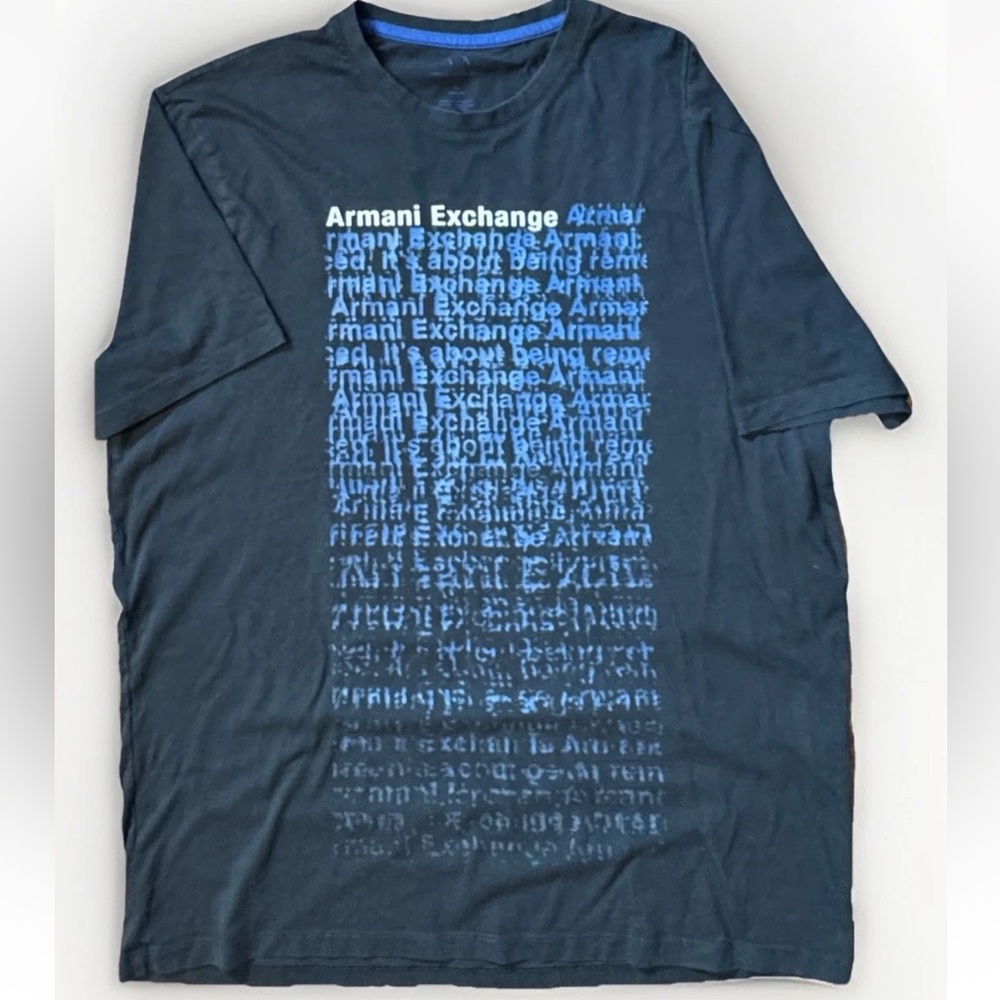 (L) ARMANI EXCHANGE Dark Blue Short Sleeve T-shirt w/ Graphic
